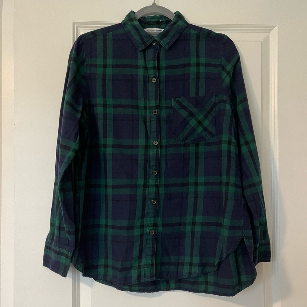 Old Navy Classic Flannel Shirt Green Navy
